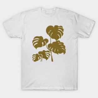 Mustard Yellow Monstera Swiss Cheese Plant Cut Out Style T-Shirt